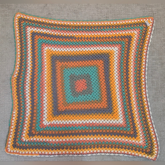 Handmade Multicolor Crochet Baby Blanket - Picture 3 of 5